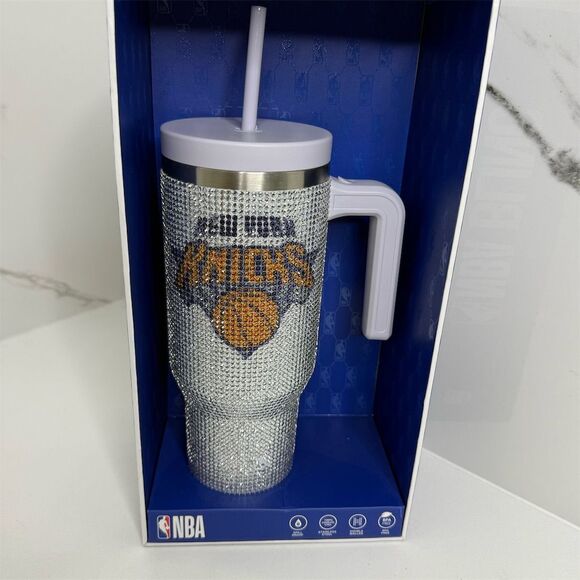 Hydrapeak 40oz Tumbler New York Knicks NBA Bling Rhinestones Silver - Picture 1 of 7